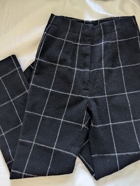 VINTAGE LINED WOOL HIGH WAISTED BOOT CUT TROUSERS